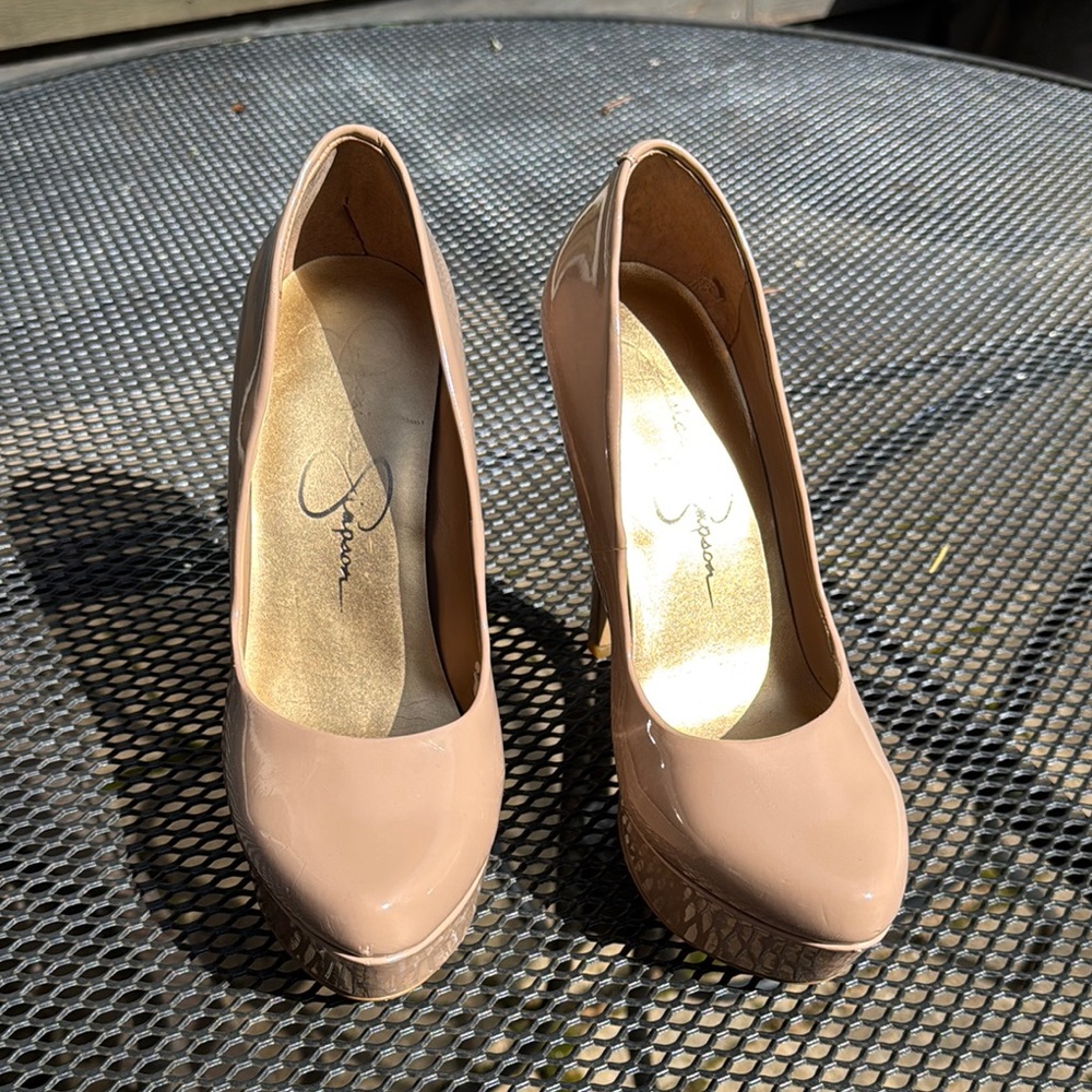 Jessica Simpson Nude Patent Leather Pumps